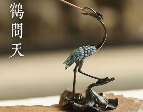 青鹤问天仙鹤香插 盘香炉插香架青鹤插香座香...