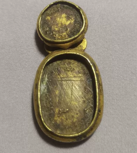 明代铜鎏金带扣 工艺精美 4.5*2