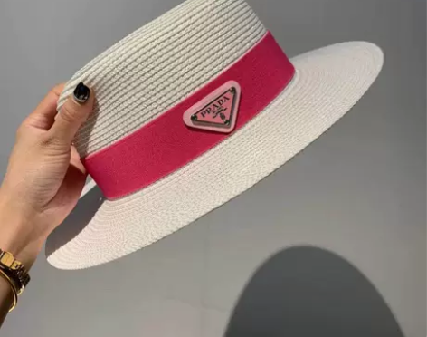 普家草帽PRADA平顶礼帽 黑色带子 感兴...