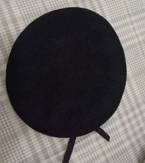 100%羊毛贝雷帽。包邮。黑色,羊皮帽圈,...
