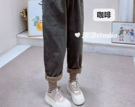 加绒加厚百搭韩版裤，本人个子152cm穿着...