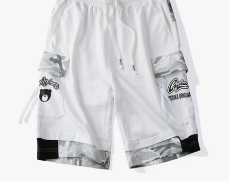 ?Guuka迷彩拼接跑步短裤男潮牌 夏季青...