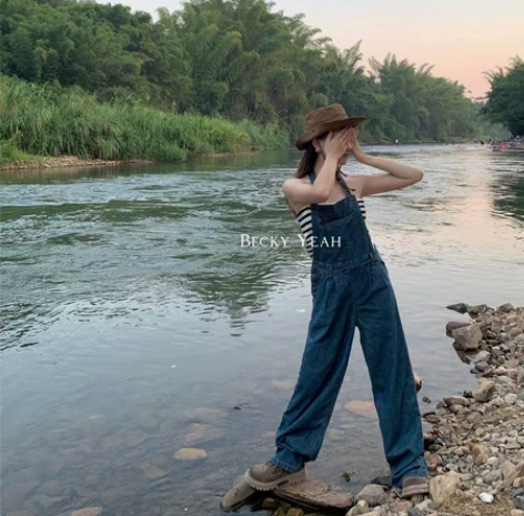 韩式百搭挂脖牛仔裤 S码,刚到手我不合适,...