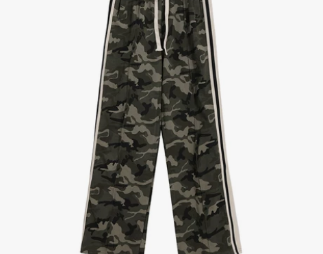 港味迷彩裤女早秋设计感直筒抽绳工装裤小众美...