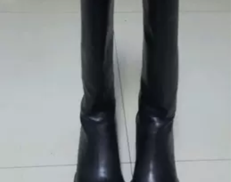 欧洲站高筒靴加薄绒真皮尖头平底粗跟骑士长靴...