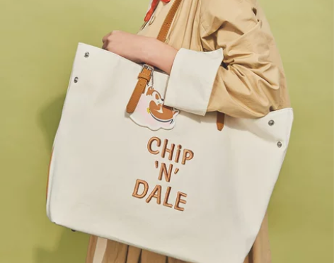 不莱玫迪士尼奇奇蒂蒂包包女帆布包大容量托特...