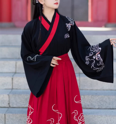 凤歌鸾魏晋情侣汉服男古风男士中国风黑色系百...