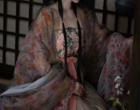 司南阁原创【洛神花事】汉服女唐制诃子裙印花...