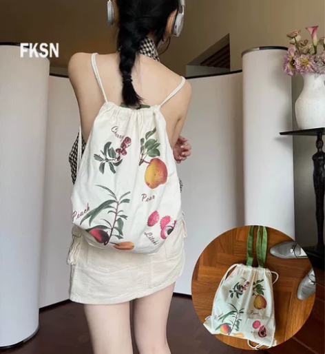 浮夸少女dayu 原创自制俩用双肩帆布袋手...