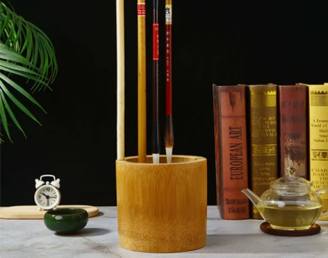 中国风复古竹制毛笔架笔挂笔托笔搁毛笔晾放笔...