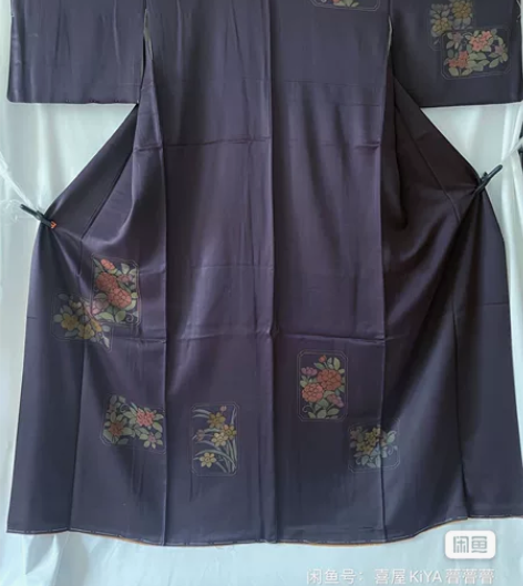 kiya喜屋紫黑花窗付下和服 材质：正绢微...