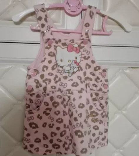 hellokitty豹纹图案粉色背带裙女童...