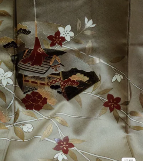 kiya喜屋正绢付下【岩井茶漆箔扇面】 材...