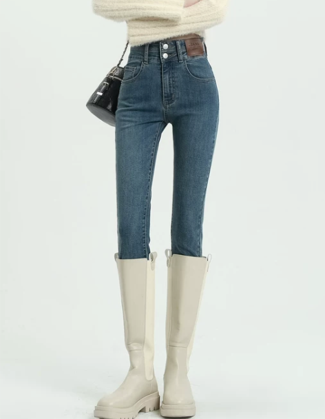 高腰牛仔裤 高腰牛仔裤九分裤小脚女2022...