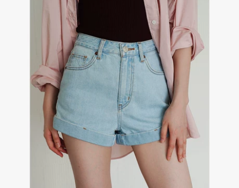 D/D超显腿长天丝翻边牛仔裤女美式复古高腰...