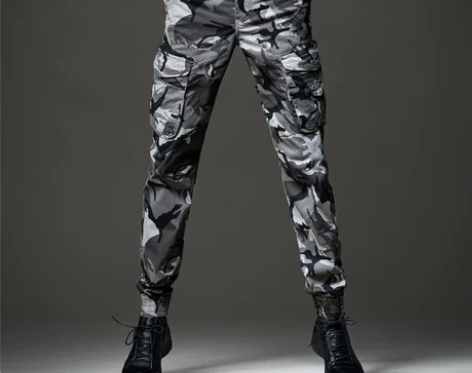 春秋硬汉新款迷彩工装裤男潮牌束脚特种作战伞...