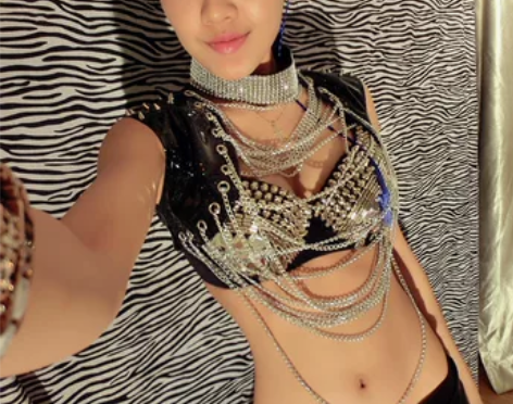 2013欧美新款夜店酒吧男女歌手朋克铆钉链...