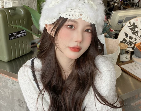 毛毛帽子真毛兔毛绒皮草帽韩版百搭防寒保暖毛...