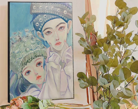 画颜油画定制漫画转油画情侣手绘头像照片画头...