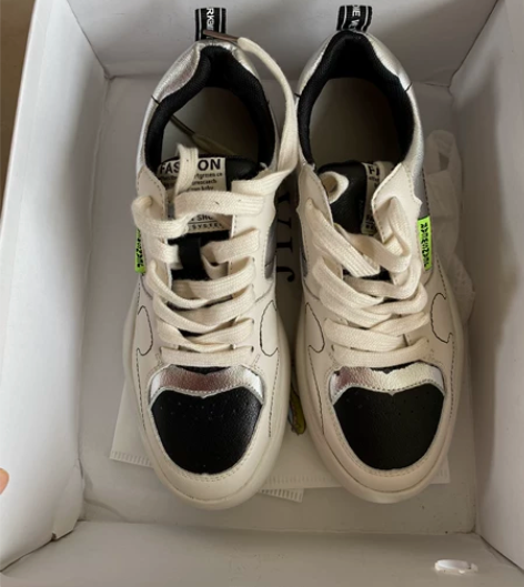 真皮牛皮春秋款系带韩版时尚运动鞋休闲厚底小...