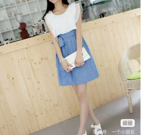 主播衣服主播连衣裙新品夏荷叶边雪纺裙韩版淑...