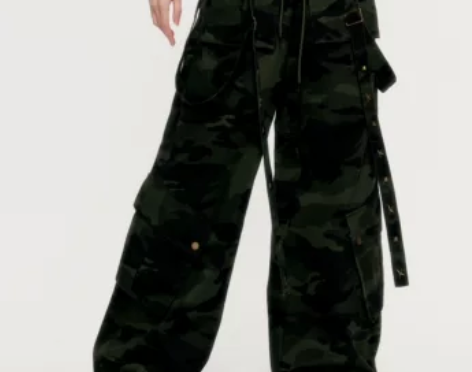 ?EhK原创设计 宽松朋克复古色五金迷彩裤...