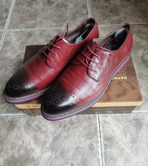 Camel/骆驼男鞋 布洛克男鞋 系带牛皮...