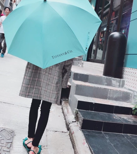 原色蒂芙尼雨伞TiffanyBlue 实木...