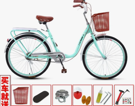 永久自行车女成人普通代步单车24寸26变速...