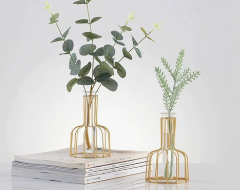 清仓特价铁艺花瓶干花水培摆件北欧创意玻璃插...