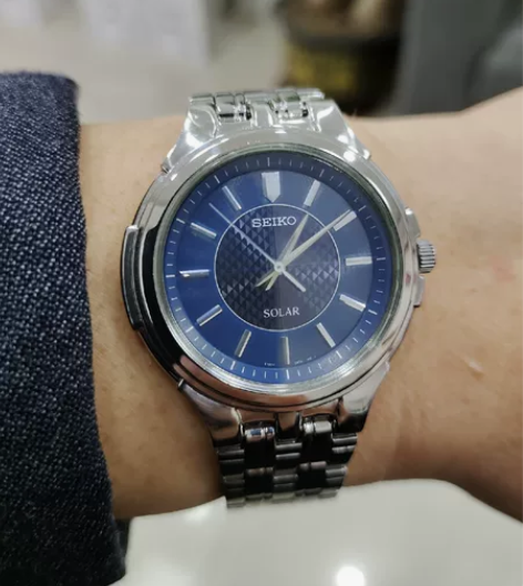 SEIKO 精工光动能手表 气质蓝盘,走...