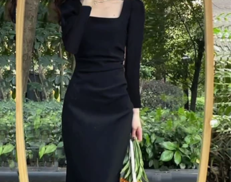 2022夏季新款法式赫本风高级感修身显瘦气...