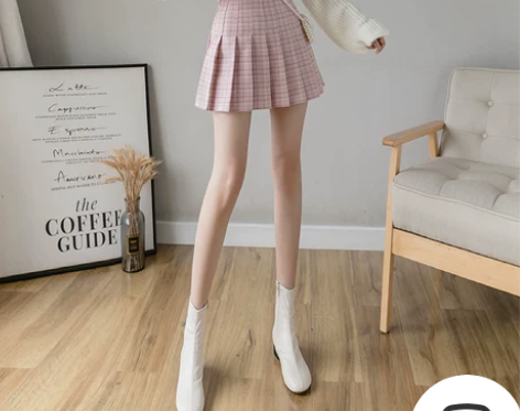 格子短裙百褶裙春秋高腰2021新款半身裙a...