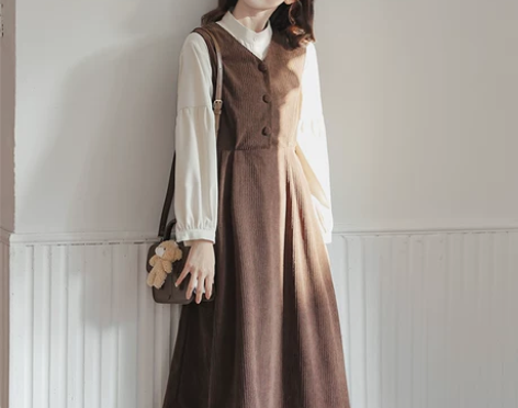 秋季2022年新款连衣裙背带裙两件套日系学...