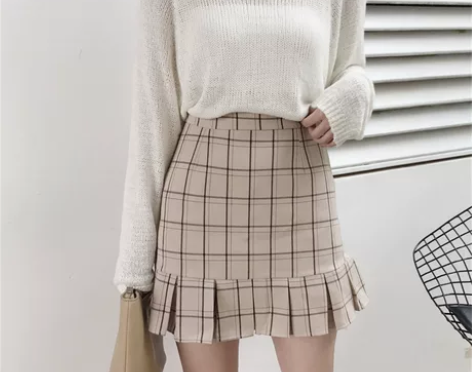 春季女装新款修身复古甜美荷叶边A字裙气质高...