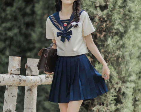 JK制服裙正版日系学院海军风甜辣百褶裙子水...