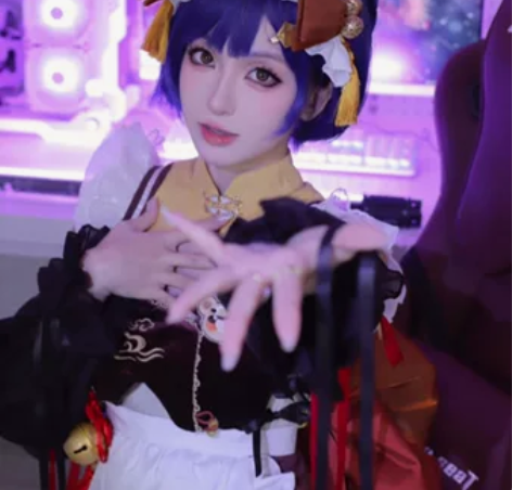 已约换 悠窝窝原神香菱同人cos服，假发是...