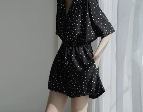 连体裤 连体裤短裤波点2021年夏季女宽松...