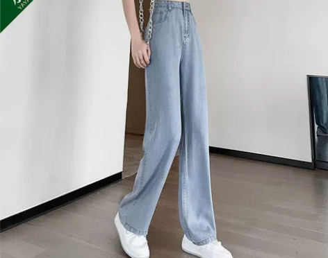 天丝牛仔阔腿裤女夏季薄款2022新款高腰显...