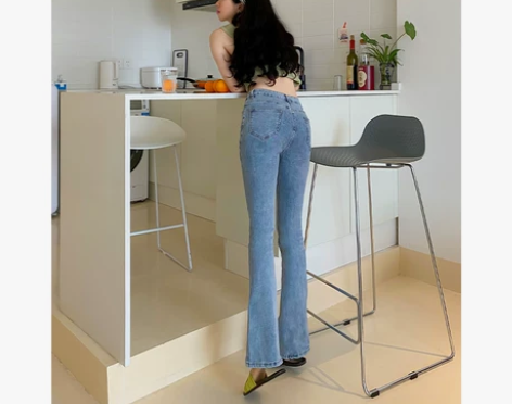 超显腿长牛仔裤女夏秋薄款紧身高腰显瘦弹力脚...