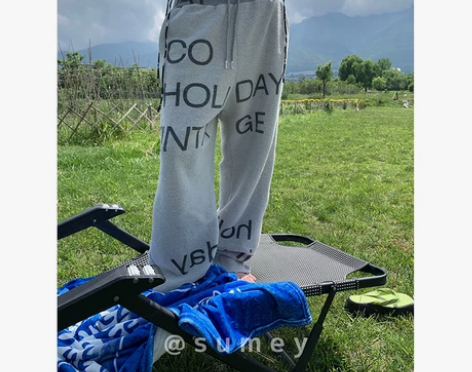 THESUMEY灰色直筒高腰休闲裤女夏季薄...