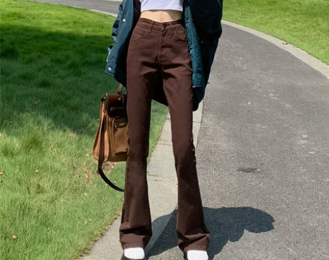 高腰微喇牛仔裤女春秋修身显瘦小个子喇叭裤2...