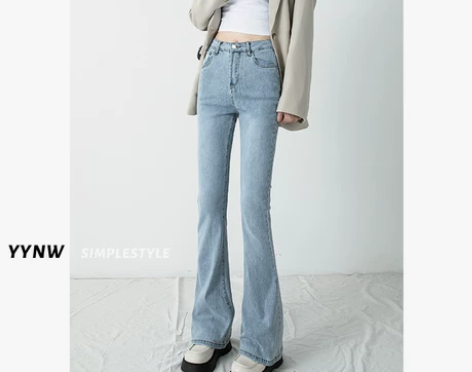 微喇叭牛仔裤女夏季薄设计感小众高腰显瘦马蹄...