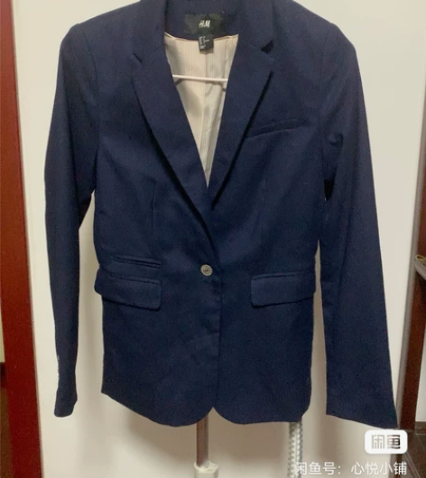 全新hm男士西服藏蓝色小码 尺码165/8...