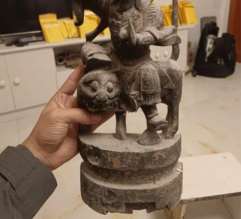 清代木雕神像，木雕佛像，木雕财神赵公明，工...