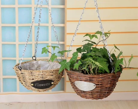 纯手工藤编花篮田园家居装饰绿萝吊兰垂吊花盆...