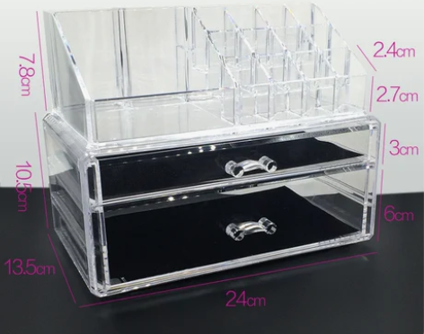 亚克力收纳盒桌面抽屉式大号梳妆台化妆盒透明...