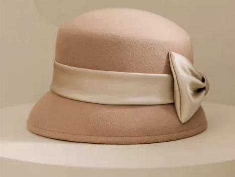 MISMEMO羊毛呢礼帽女秋冬季法式复古平...