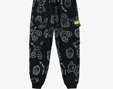 ?ZBJ小熊裤子秋冬季国潮工装裤男女潮牌束...