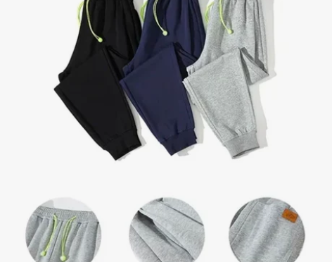 秋冬加厚宽松型百搭款松紧抽绳休闲长裤男女